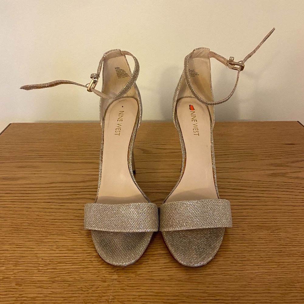 NINE WEST Shimmery Gold Stiletto Sandals
